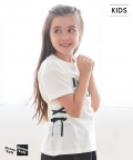 キッズ 120-150 Tシャツ レースアップ リボン ロゴ 英字 プリント クルーネック 薄手 半袖 女の子 キッズオリジナル 子供服 メール便可 coca コカ