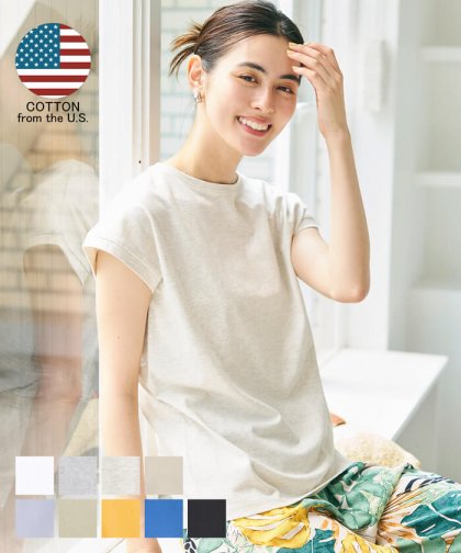 Tシャツ レディース 半袖 COTTON from the US カットソー クルーネック フレンチスリーブ 綿100 ヘビーコットン america メール便可 mrb 24ss coca コカ