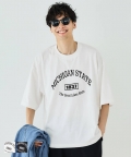 Tシャツ メンズ カレッジロゴTシャツ ロゴ プリント クルーネック ビッグシルエット ミディアム丈 半袖 カジュアル メール便可 24ss coca コカ