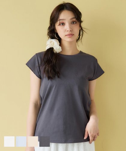 Tシャツ レディース カットソー ノースリーブ アースカラー カットオフ 天竺 無地 薄手 クルーネック コットン GC メール便可 24ss coca コカ