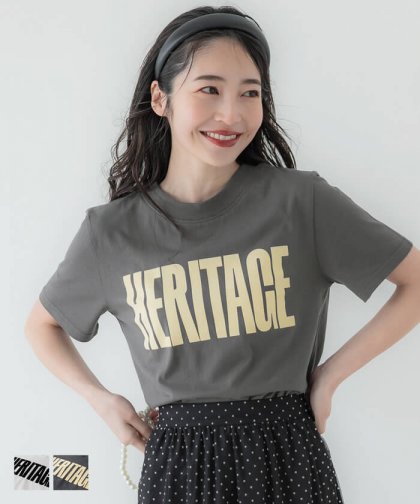 Tシャツ レディース フロッキープリント ロゴ 英字 綿100 クルーネック ミディアム丈 伸縮性 半袖 薄手 カジュアル メール便可 mrb 24ss coca コカ